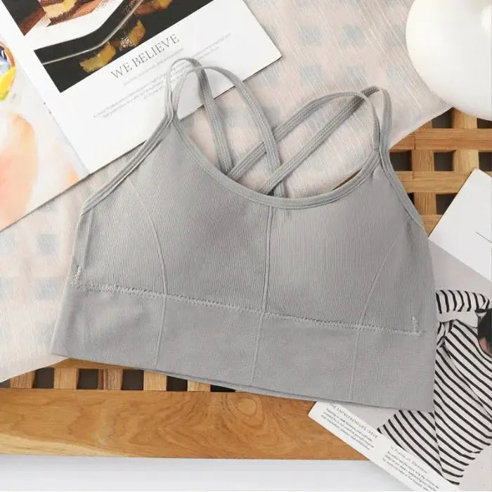 Sexy Women Tops Back Cross Strap Tank Running Sports Bra