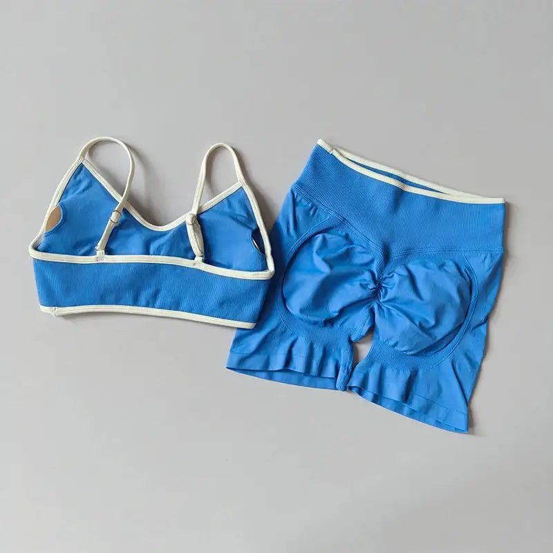 Yoga Suit Seamless Crop Top Tight Sports Bras and High Waist Shorts Pant Outside Wear Running Exercise Fitness Gym Yoga Set