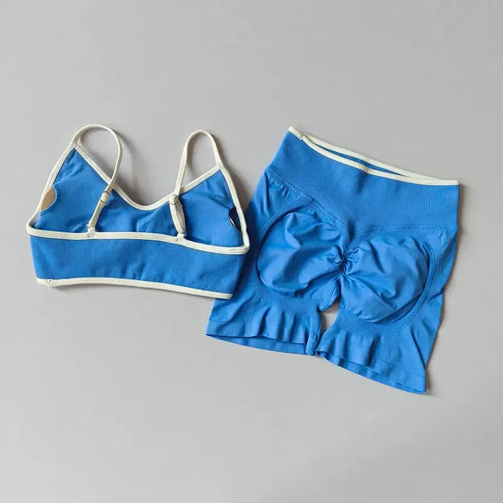 Yoga Suit Seamless Crop Top Tight Sports Bras and High Waist Shorts Pant Outside Wear Running Exercise Fitness Gym Yoga Set