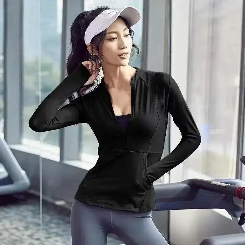 Women Long Sleeve Zip Sports Jacket For Fitness And Yoga