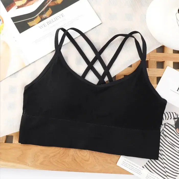 Sexy Women Tops Back Cross Strap Tank Running Sports Bra