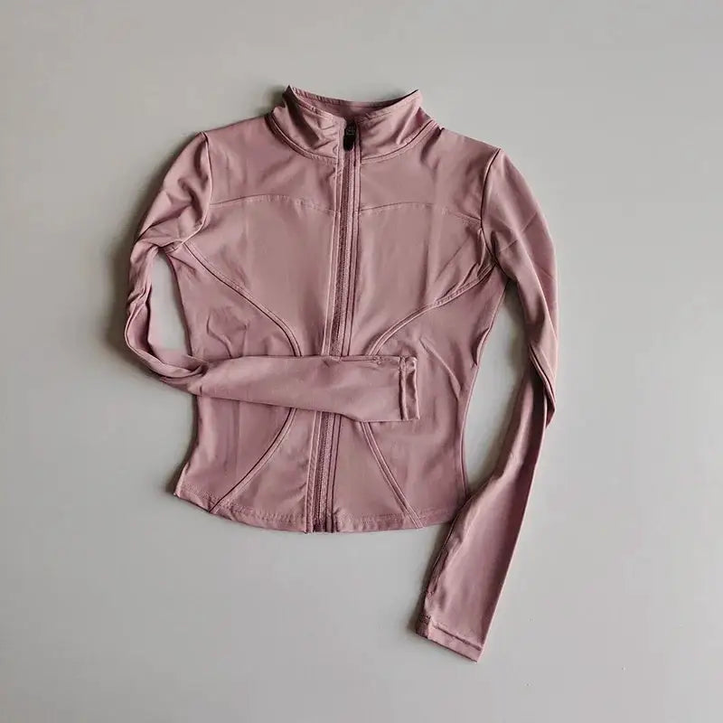 Slim Fit Sports Jacket Stand Collar Zipper Coat Sports Fitness Yoga Clothing Plus Velvet Jacket Slimming Quick-drying Top Suit