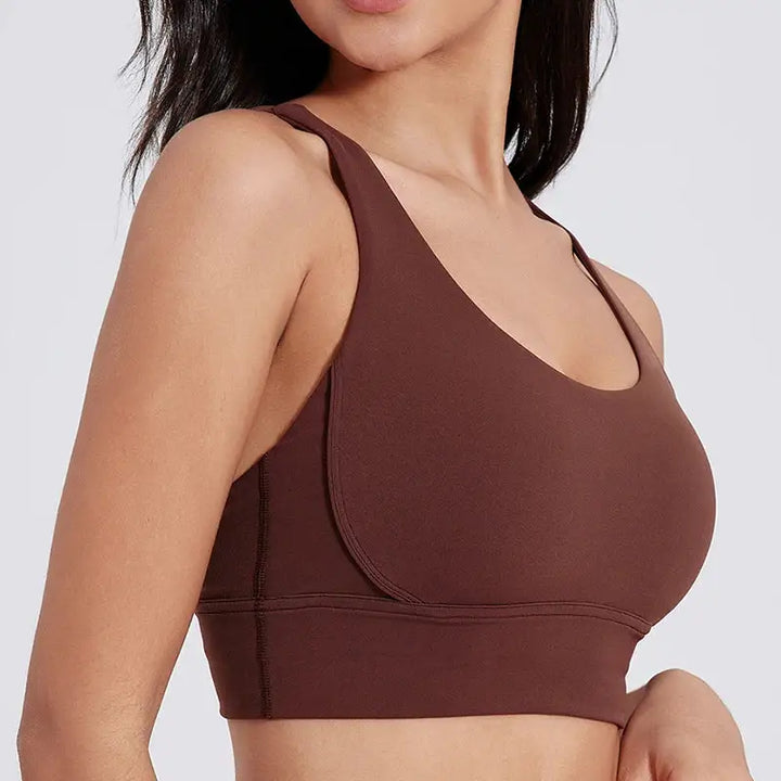 Solid Color Women Cross Back Bra Fitness Underwear Soft Fitness Sport Bra Top Gym Yoga Athletic Workout With Chest Pad