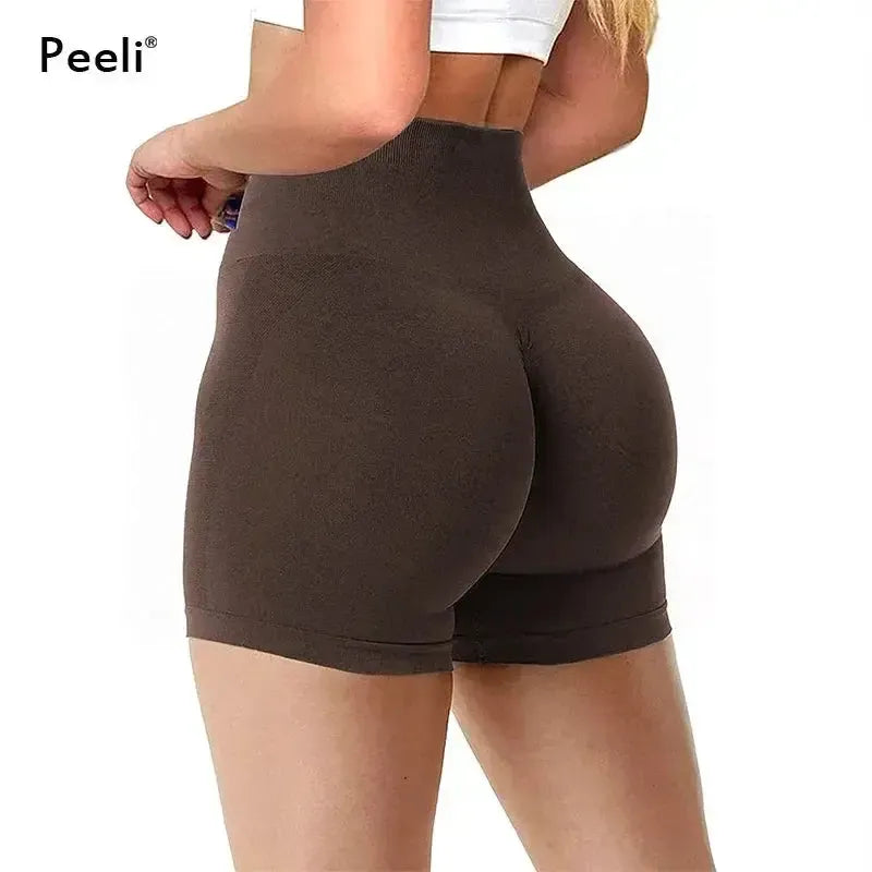 High Waist Scrunch Butt Seamless Yoga Shorts For Women