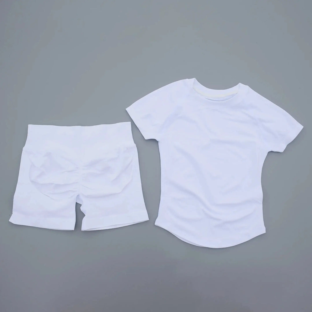 2 Pieces AURA IMPACT Sports Sets Short Sleeve Seamless Yoga Top Fitness Set Women Workout Running Sports Shorts Gym Suit