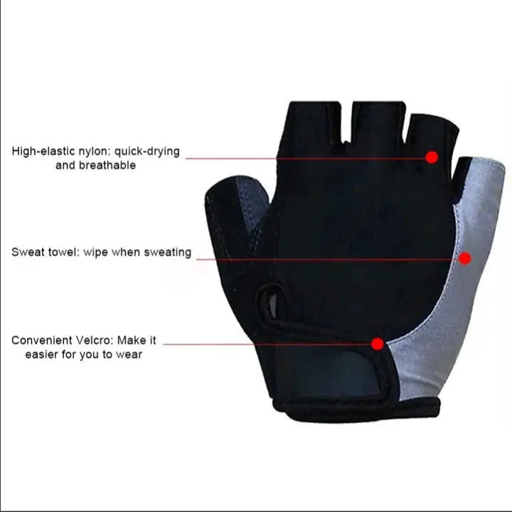 Half Finger Cycling Gloves Unisex Anti Slip Breathable Shock