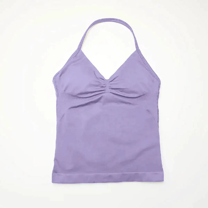 NCLAGEN Gym Longline Strappy Top Women Seamless Yoga Tank With Removable Pads V Neck Workout Clothes Sports Running Fitness Vest