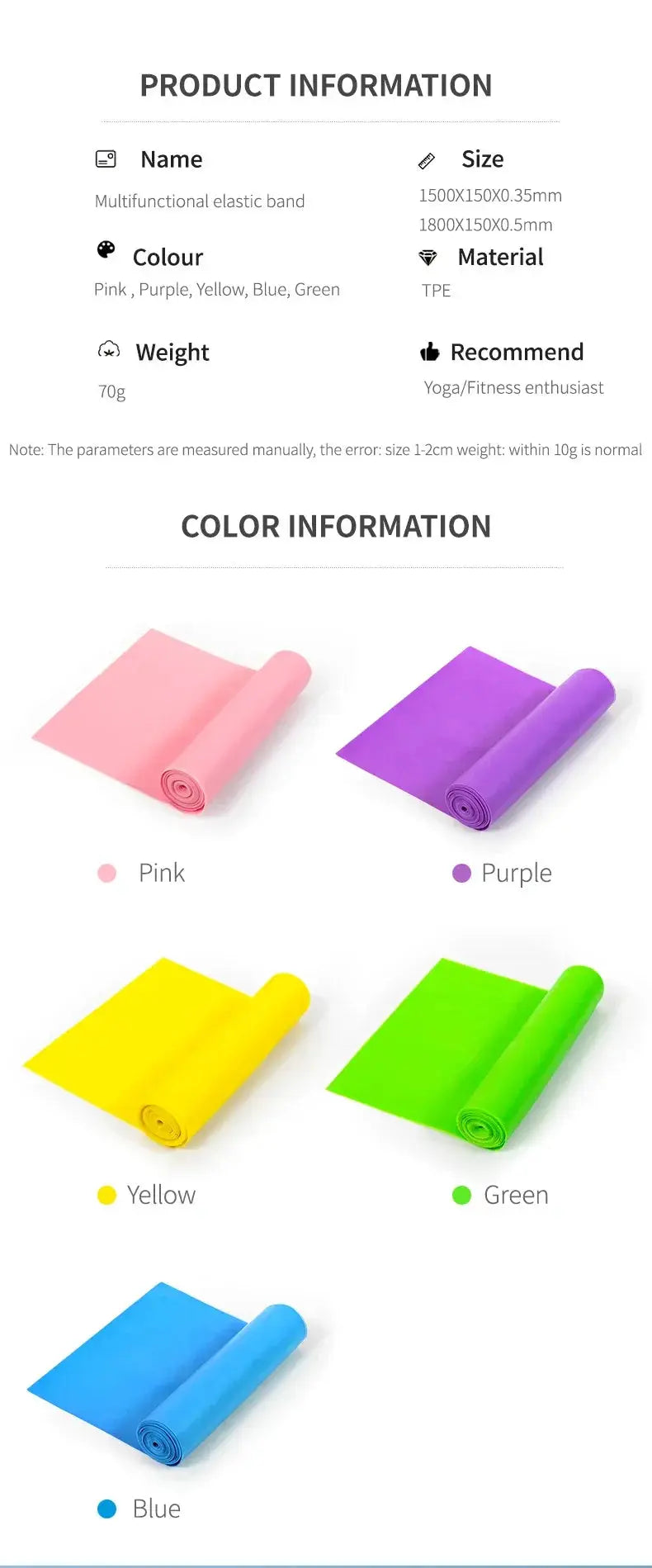 Yoga Pilates Resistance Band 150cm Durable Rubber Elite