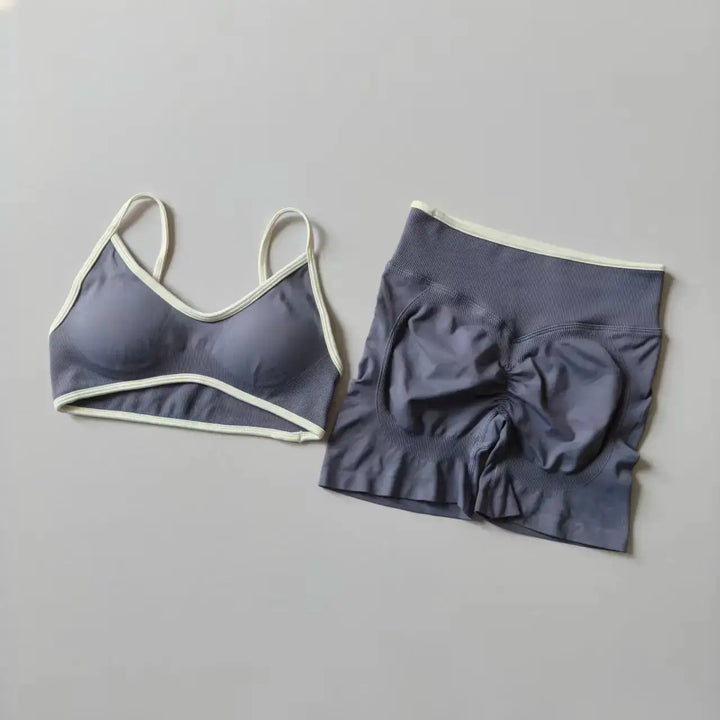 Yoga Suit Seamless Crop Top Tight Sports Bras and High Waist Shorts Pant Outside Wear Running Exercise Fitness Gym Yoga Set