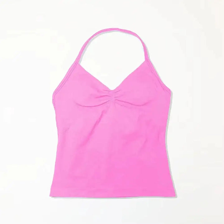 NCLAGEN Gym Longline Strappy Top Women Seamless Yoga Tank With Removable Pads V Neck Workout Clothes Sports Running Fitness Vest