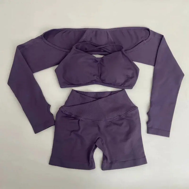 Yoga Vision Shrug 3 Pieces Top Leggings Gym Set Women&