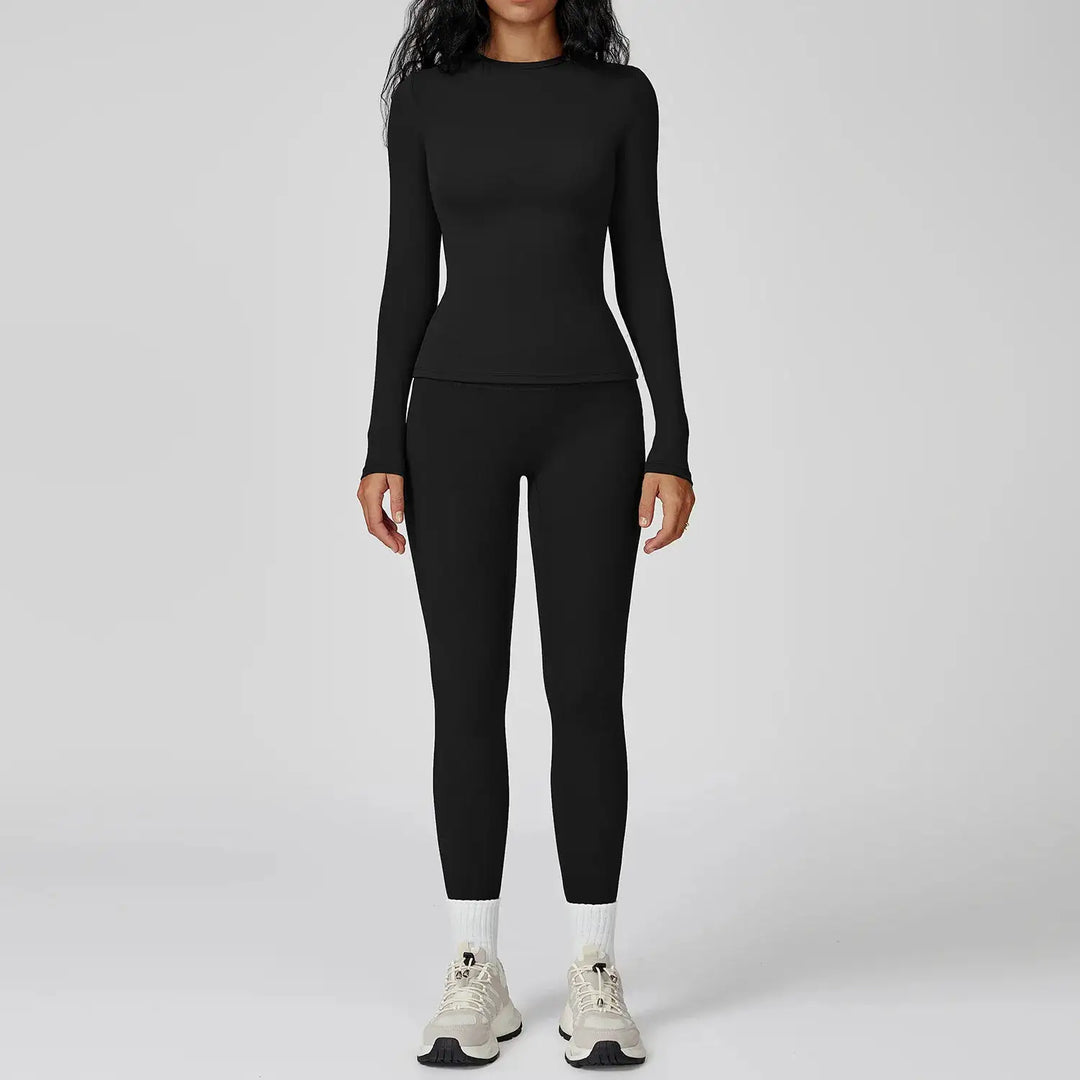 Yoga Set 2PCS Sportswear Sports Suits Women Tracksuits Gym Clothes Workout Legging Fitness Bra Crop Top Long Sleeve Sports Suit