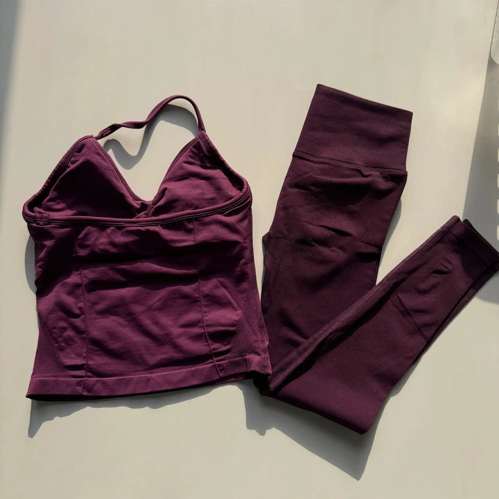 Yoga Set Women Halter Back Fitness - High Waist