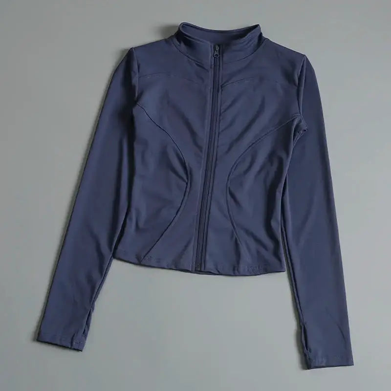 Slim Fit Sports Jacket Stand Collar Zipper Coat Sports Fitness Yoga Clothing Plus Velvet Jacket Slimming Quick-drying Top Suit