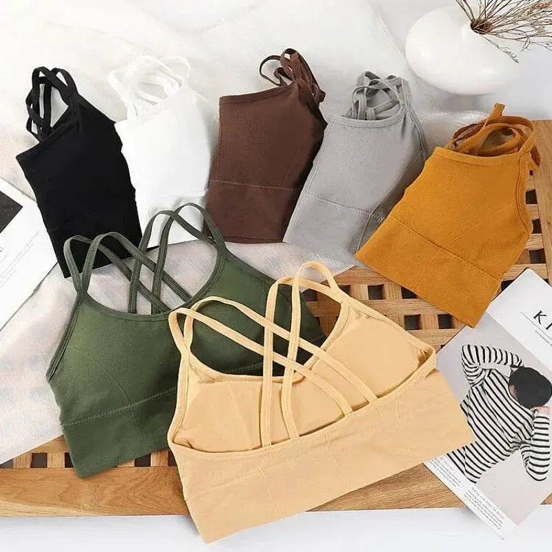 Sexy Women Tops Back Cross Strap Tank Running Sports Bra