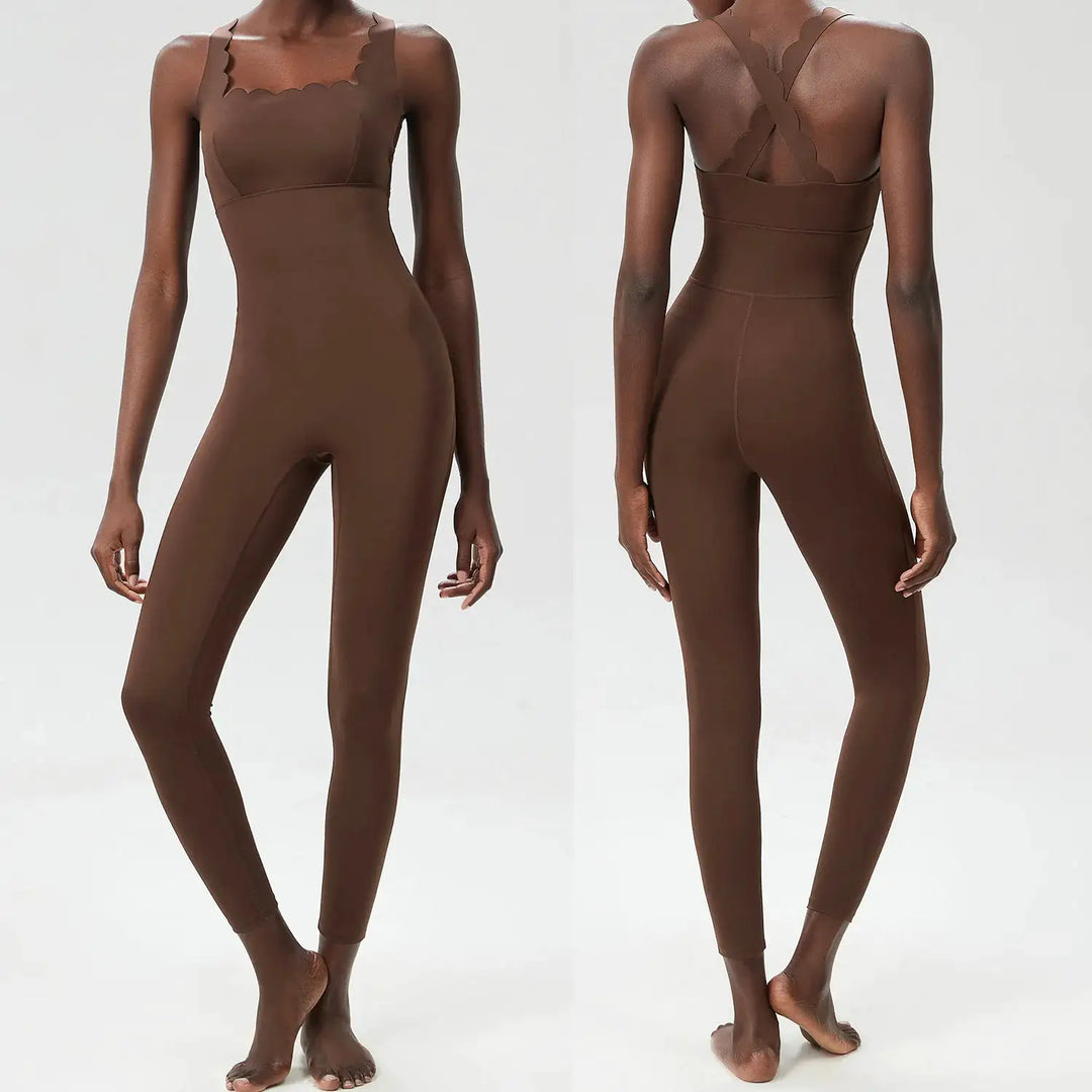 FUBEIKE Small Wave Beauty Back Yoga Fitness One-Piece Women&