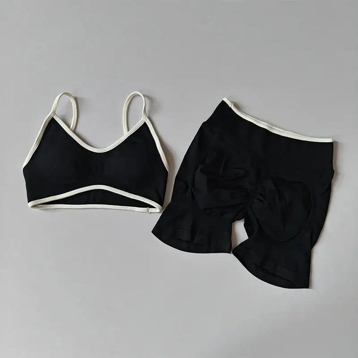 Yoga Suit Seamless Crop Top Tight Sports Bras and High Waist Shorts Pant Outside Wear Running Exercise Fitness Gym Yoga Set