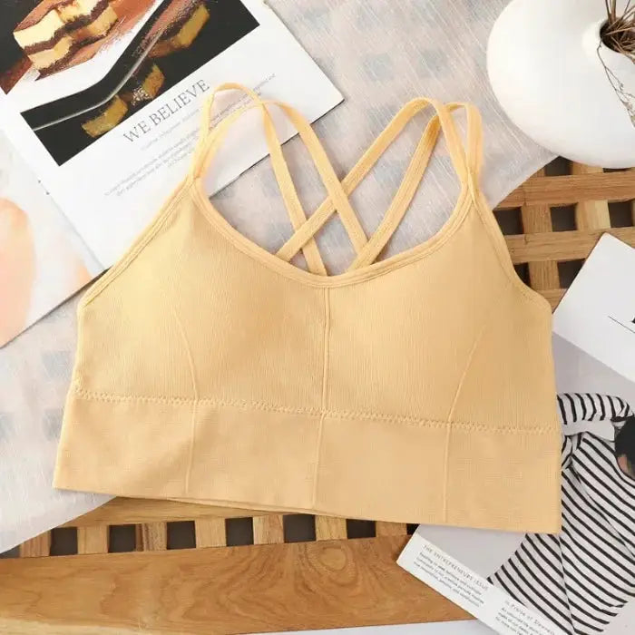 Sexy Women Tops Back Cross Strap Tank Running Sports Bra