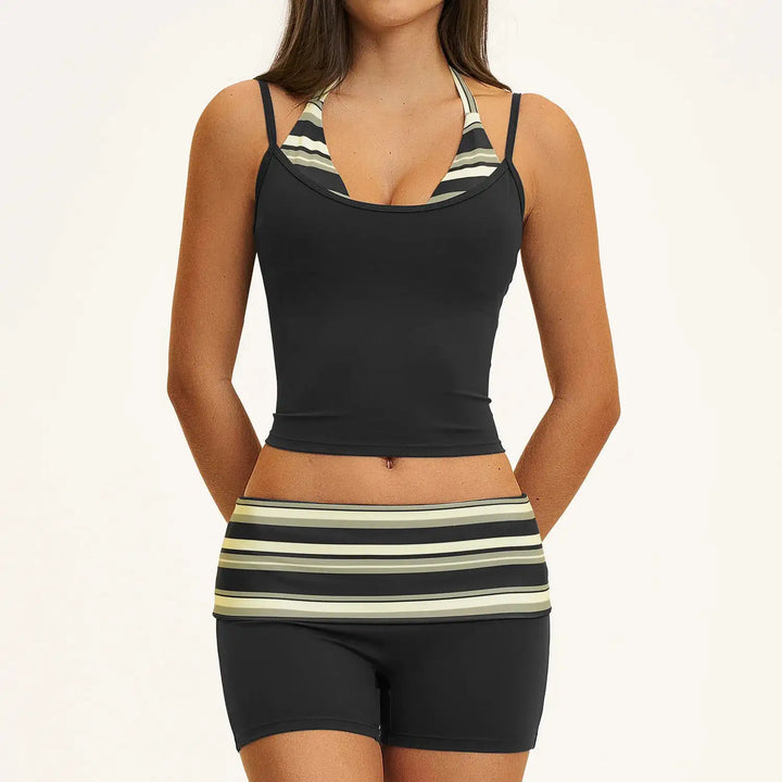2PCS Stripes Fitness Suit Women&