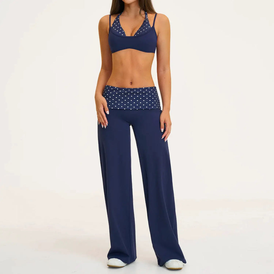2PCS Stripes Fitness Suit Women&