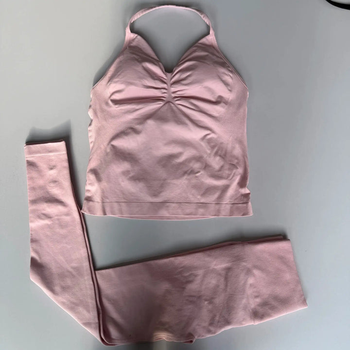 Yoga Set Women Halter Back Fitness - High Waist
