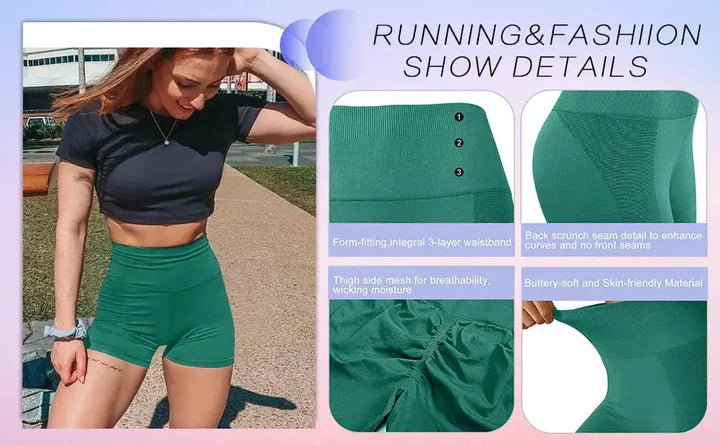 High Waist Scrunch Butt Seamless Yoga Shorts For Women
