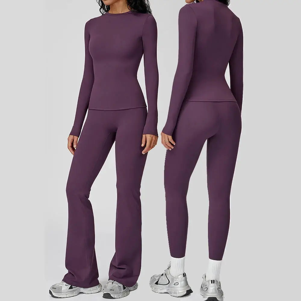 Yoga Set 2PCS Sportswear Sports Suits Women Tracksuits Gym Clothes Workout Legging Fitness Bra Crop Top Long Sleeve Sports Suit
