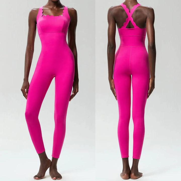 FUBEIKE Small Wave Beauty Back Yoga Fitness One-Piece Women&