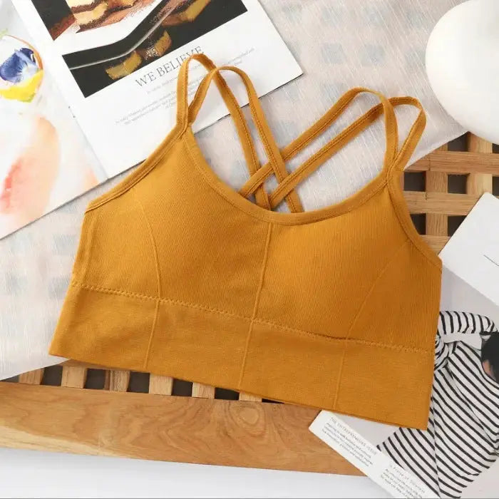 Sexy Women Tops Back Cross Strap Tank Running Sports Bra