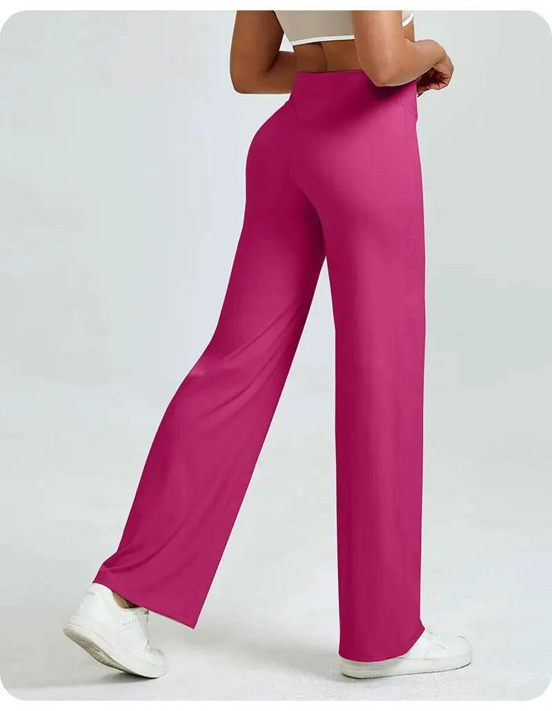 High Waisted Straight Leg Yoga Pants for Women, Naked Feeling Butt Lifting Loose Fit Workout Trousers, Slimming Gym Pants