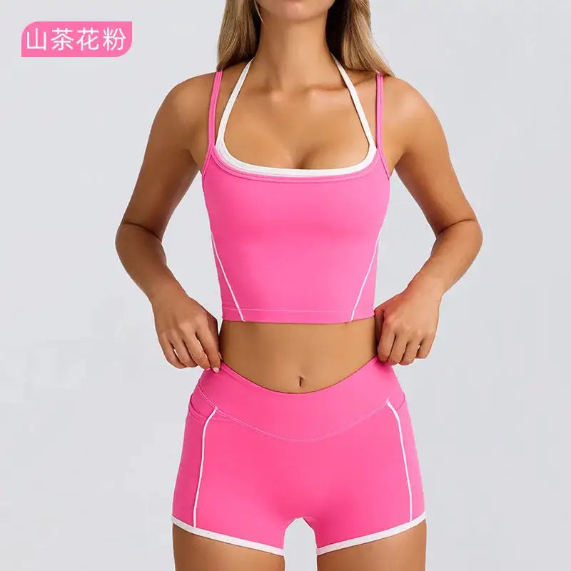 Sports Underwear Vest Shorts Suspender Bra Beauty Back Pilates Skinny High Elastic Fitness Running Yoga Set Clothes for Women