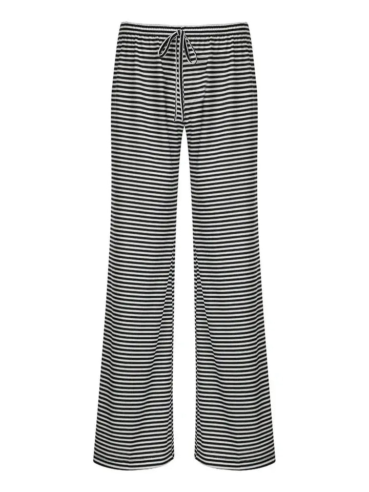 Stripe Drawstring Elastic Low Waist Baggy Sweatpants Women