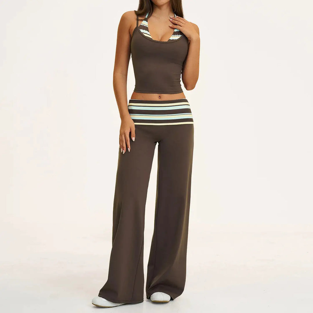 2PCS Stripes Fitness Suit Women&