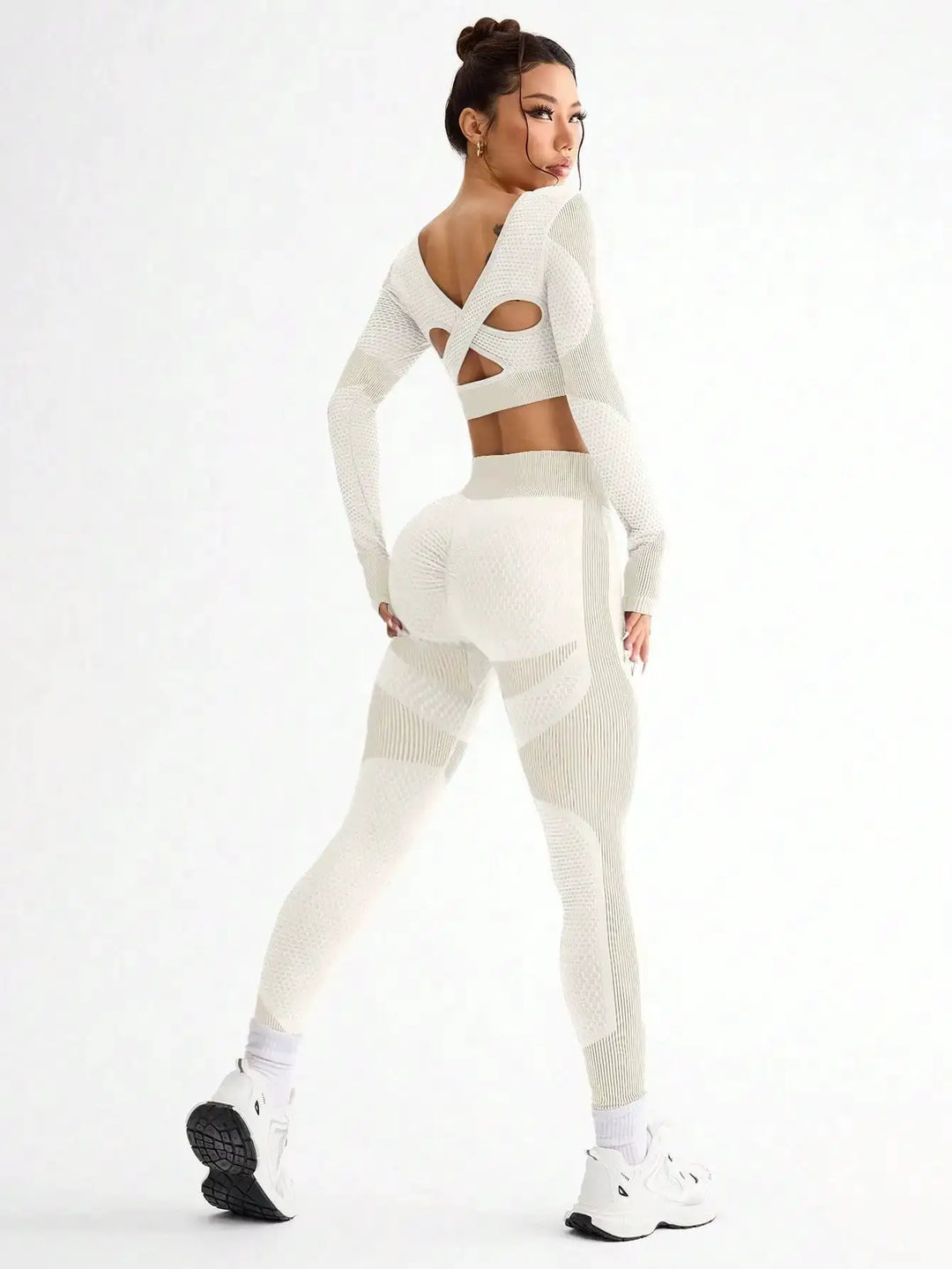 2pcs Hot-selling New Sports Tight Running Breathable Seamless Yoga Suit Women&