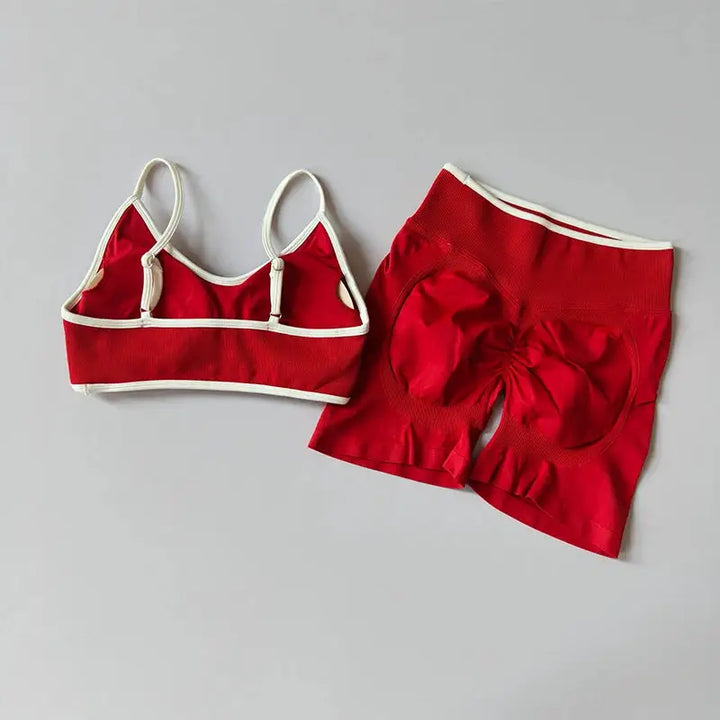 Yoga Suit Seamless Crop Top Tight Sports Bras and High Waist Shorts Pant Outside Wear Running Exercise Fitness Gym Yoga Set