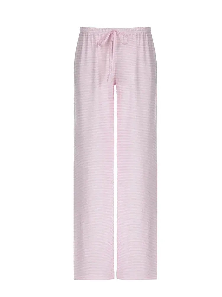 Stripe Drawstring Elastic Low Waist Baggy Sweatpants Women