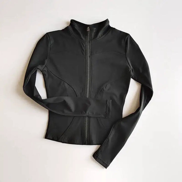 Slim Fit Sports Jacket Stand Collar Zipper Coat Sports Fitness Yoga Clothing Plus Velvet Jacket Slimming Quick-drying Top Suit
