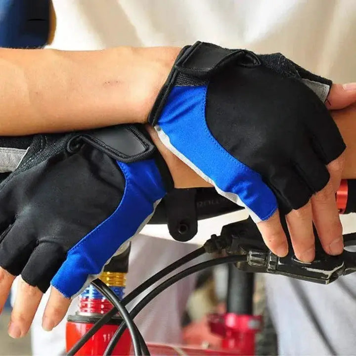 Half Finger Cycling Gloves Unisex Anti Slip Breathable Shock