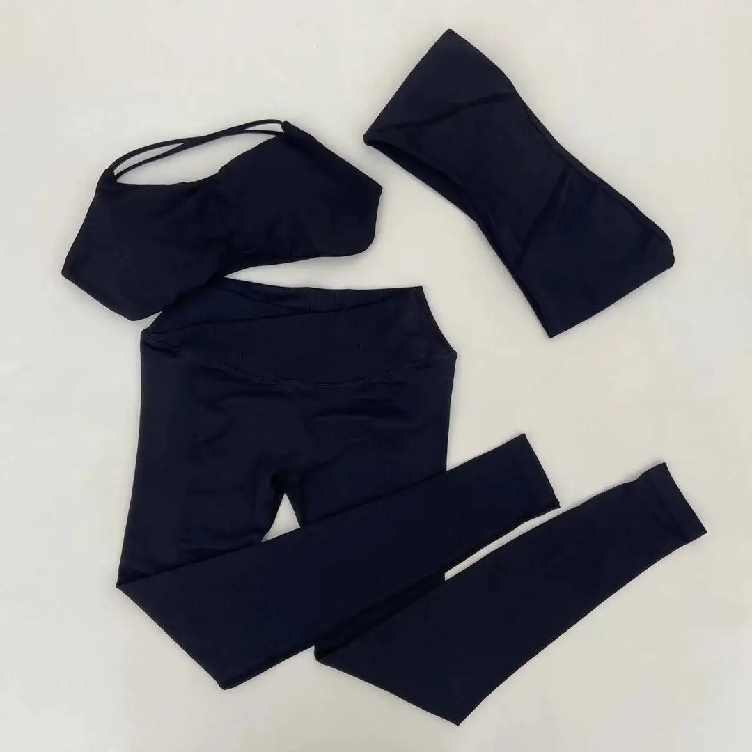 Yoga Vision Shrug 3 Pieces Top Leggings Gym Set Women&