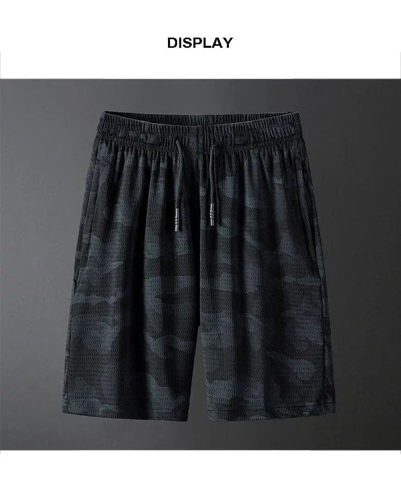Plus Size Men Running Shorts Camouflage Breathable Gym Wear