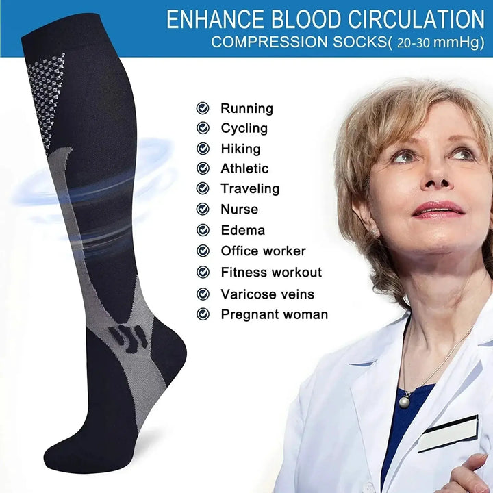 High Performance Unisex Compression Socks for Sports Relief