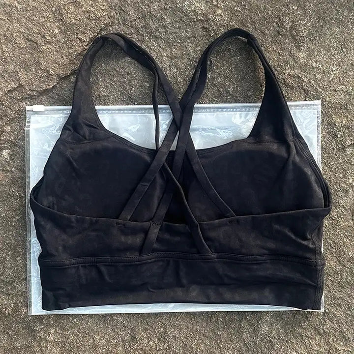 Solid Color Women Cross Back Bra Fitness Underwear Soft Fitness Sport Bra Top Gym Yoga Athletic Workout With Chest Pad