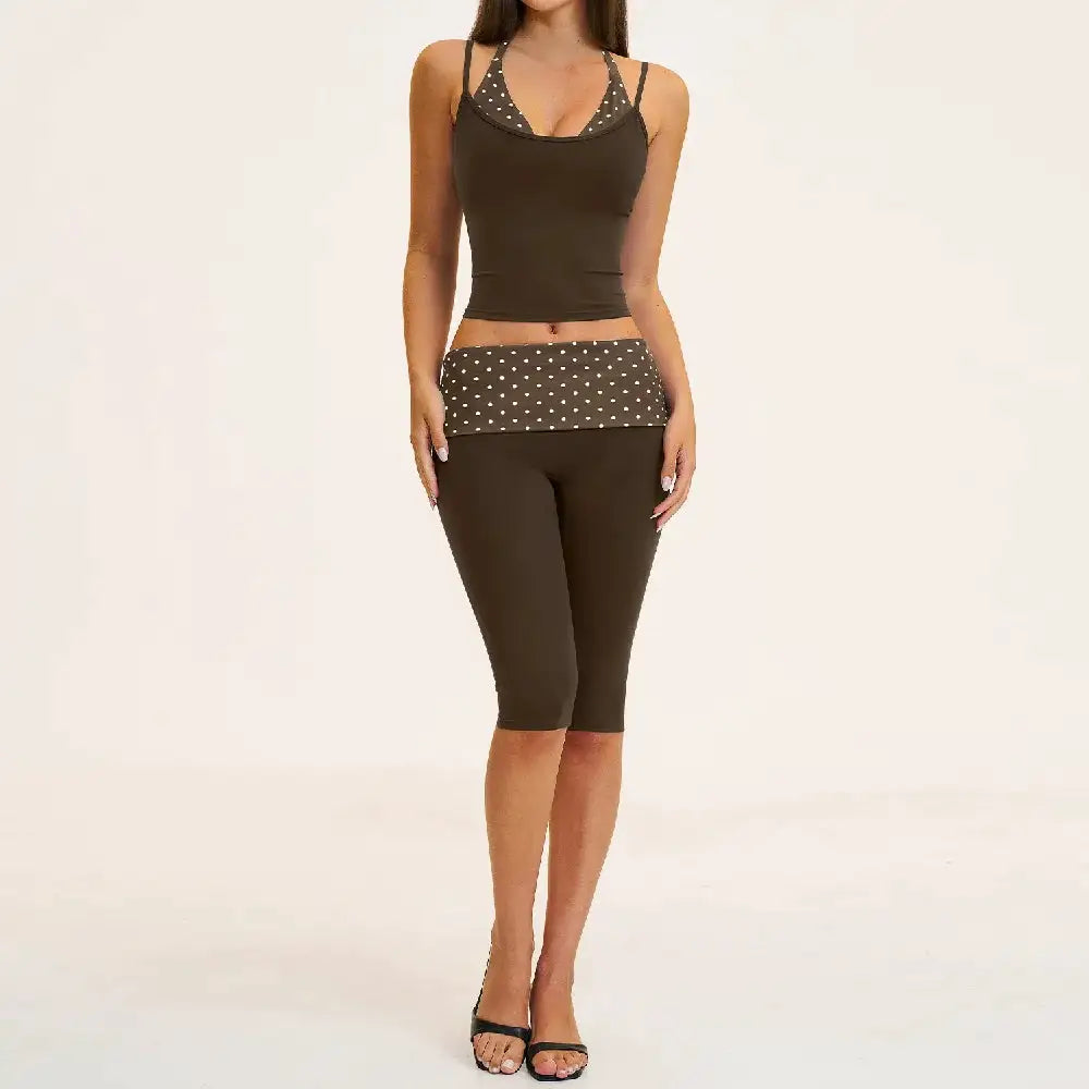 2PCS Stripes Fitness Suit Women&