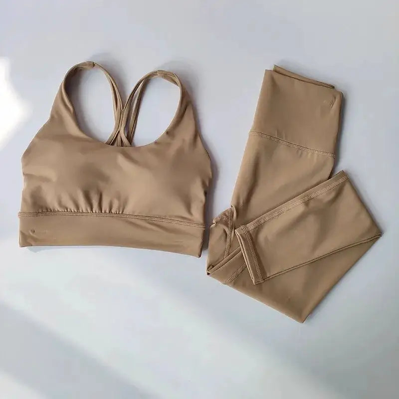 Women Breathable Yoga Set 2pcs Sport Suit Gym Wear Workout Clothes Gym Crop Top High Waist Legging Fitness Bra Set Sports Suits