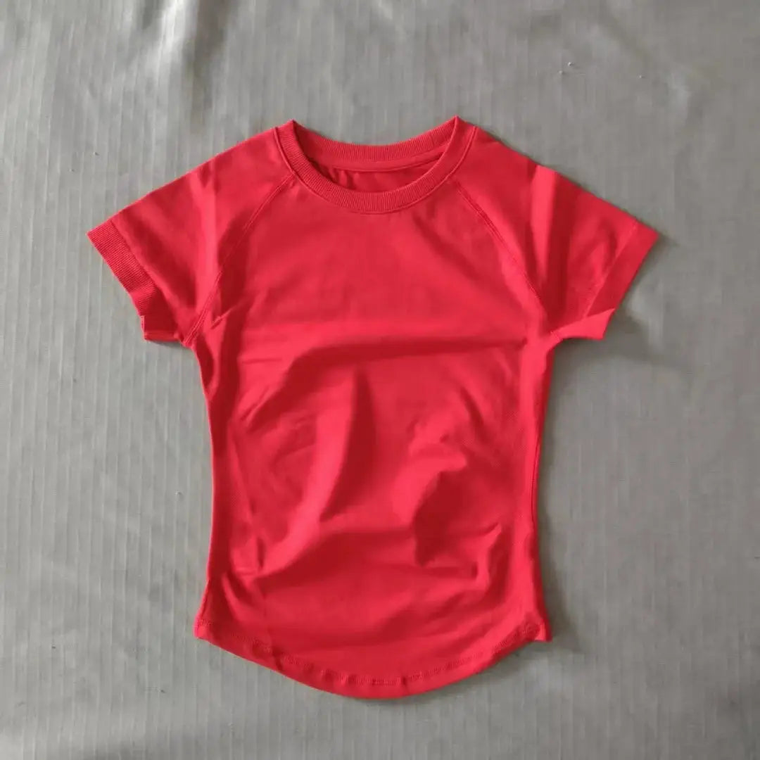 DF LOGO Short-Sleeve Sports T-Shirt for Women,Impact Cropped Gym Top, Lightweight Yoga Top, Stretchy Athletic Tee