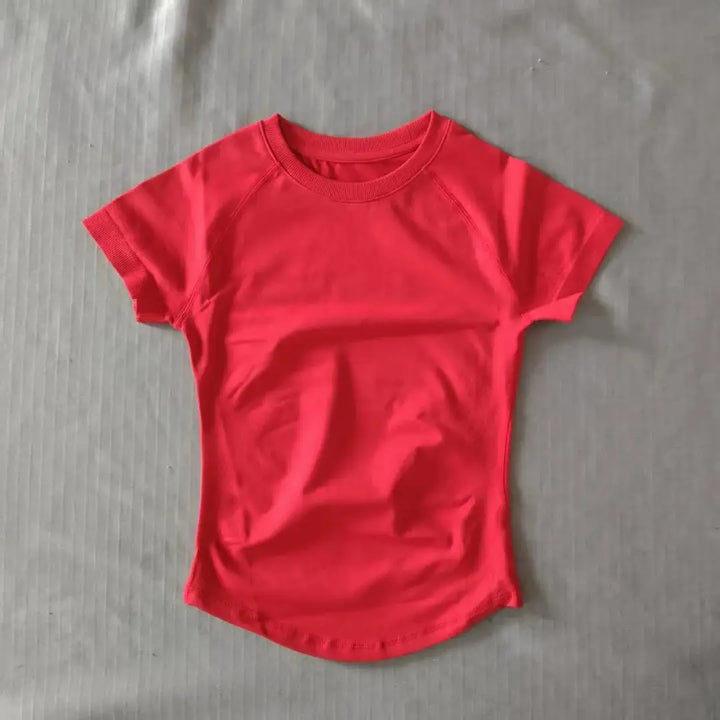 DF LOGO Short-Sleeve Sports T-Shirt for Women,Impact Cropped Gym Top, Lightweight Yoga Top, Stretchy Athletic Tee