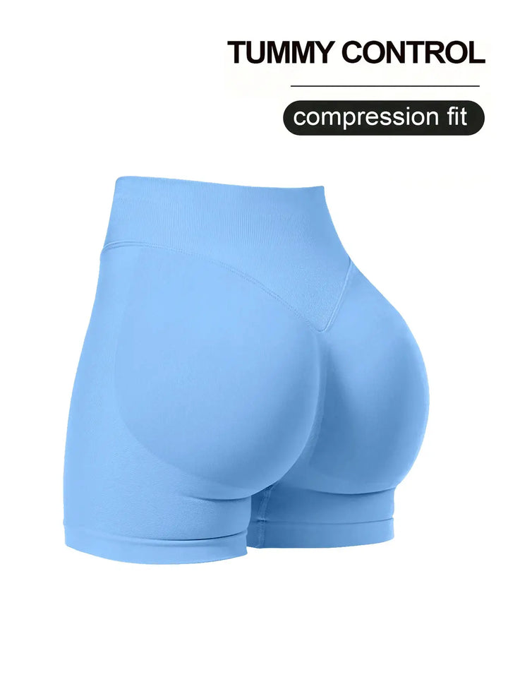 Pilates knit shorts medium intensity training high stretch peach hips no awkward lines casual fitness