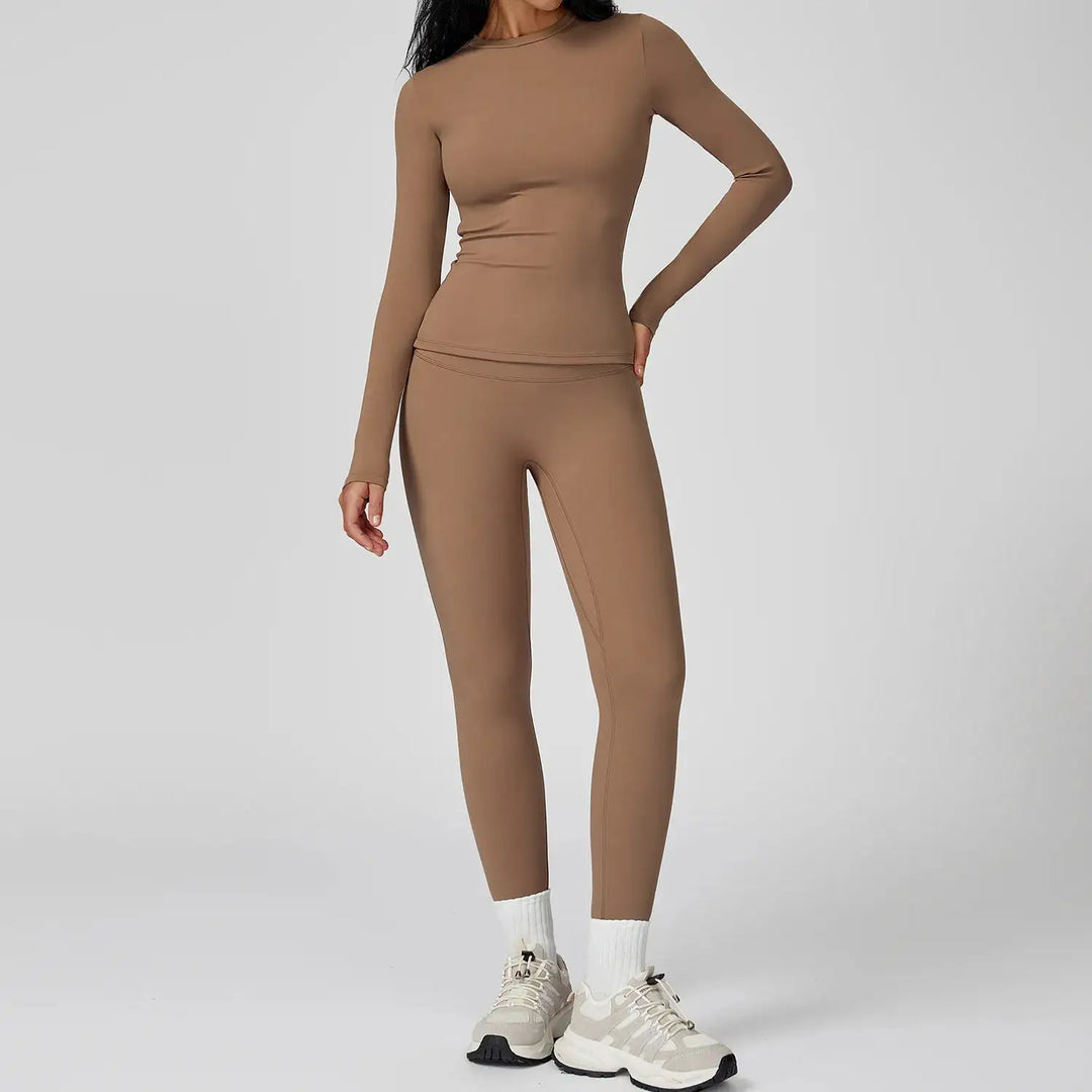 Yoga Set 2PCS Sportswear Sports Suits Women Tracksuits Gym Clothes Workout Legging Fitness Bra Crop Top Long Sleeve Sports Suit
