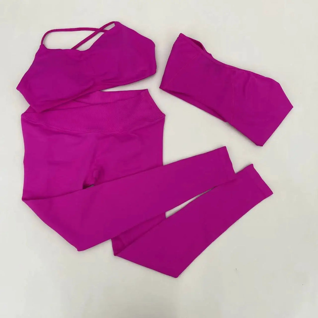 Yoga Vision Shrug 3 Pieces Top Leggings Gym Set Women&
