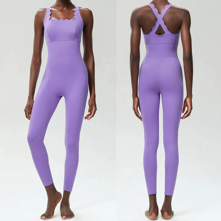 FUBEIKE Small Wave Beauty Back Yoga Fitness One-Piece Women&